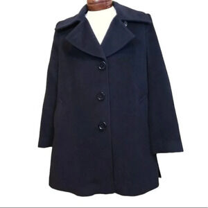 Dale Dressin M black wool/angora blend‎ leopard print liner pea coat
